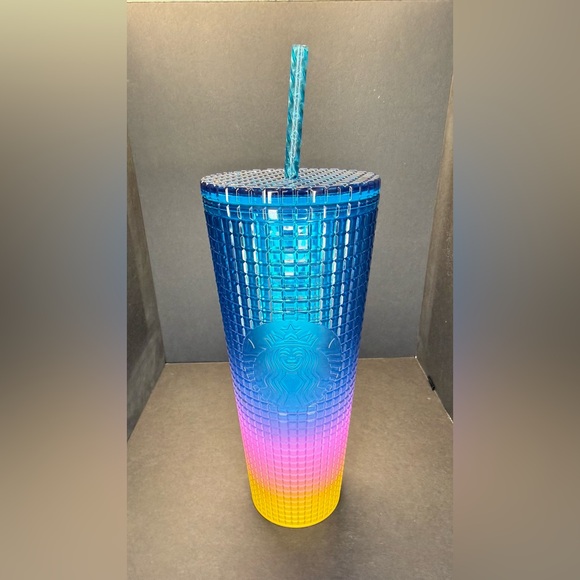 Starbucks Other - Starbucks Blue, Pink, Yellow, Studded Tumbler with Straw